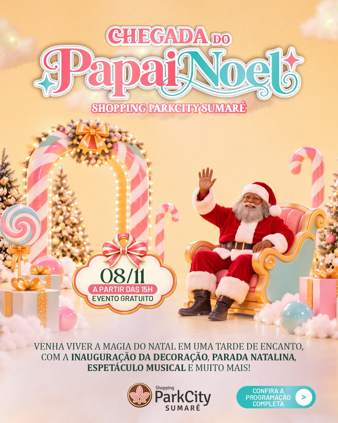 Chegada do Papai Noel no ParkCity Sumaré
